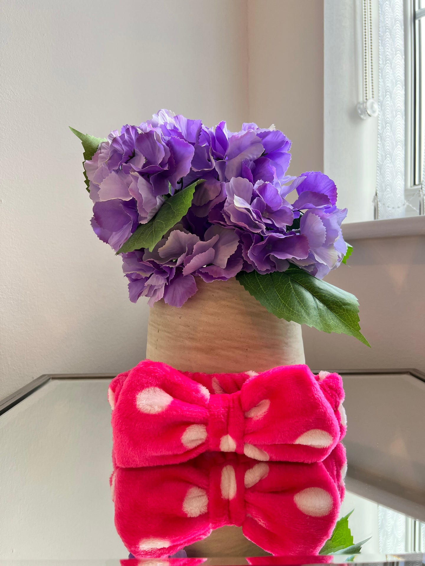 Pink & White Dot Headband